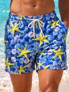 MC2 Saint Barth Blue Starfish Print Swim Trunks